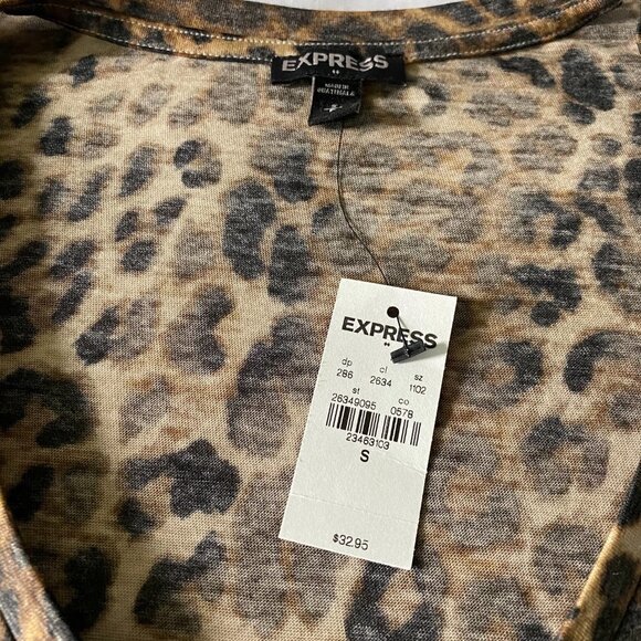 Nwt Express V-Neck London Leopard Tee Large - Picture 5 of 7